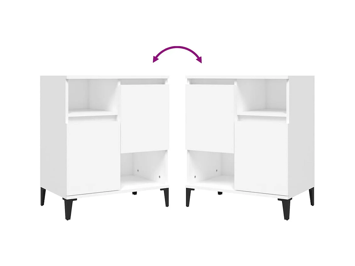 Buffet aparador cômoda armário unidade de armazenamento organizador cozinha sala salas conjunto de 2 60 x 35 x 70 cm madeira de engenharia branca 02_0036681