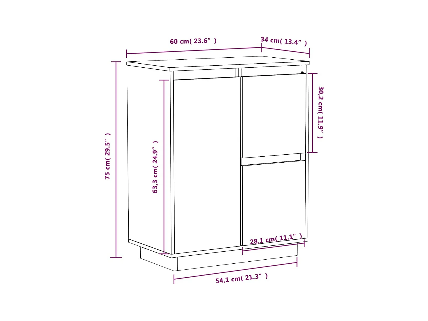 bahut commode armoire bois blanche 60 x 34 x 75 cm 02_0030348