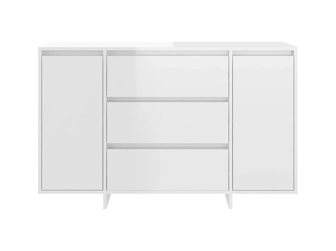 Credenza cassettiera armadio contenitore organizer cucina soggiorno soggiorno e 3 cassetti lucidi 120 x 41 x 75 cm legno composito bianco 02_0031753