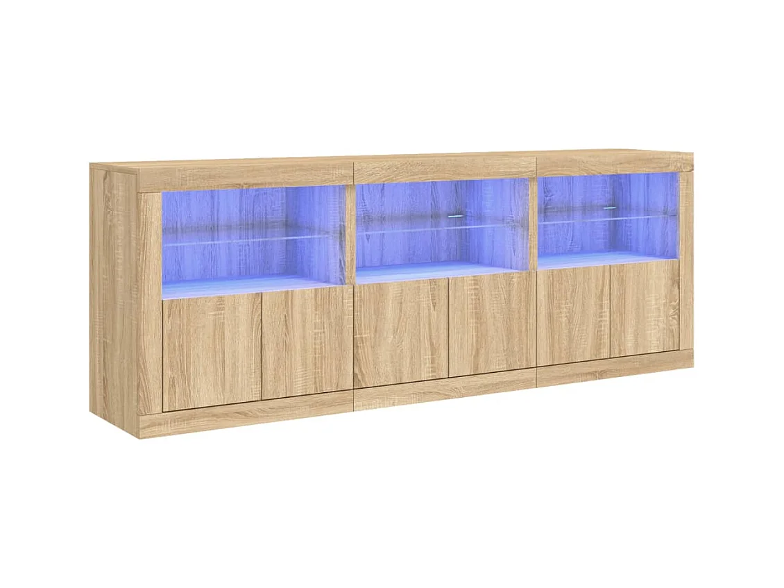 Credenza buffet cassettiera mobile contenitore organizer cucina soggiorno soggiorno con luci a LED sonoma 181,5 x 37 x 67 cm marrone 02_0029949