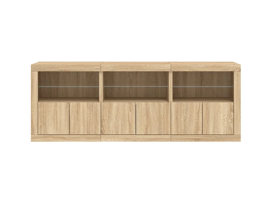 Credenza buffet cassettiera mobile contenitore organizer cucina soggiorno soggiorno con luci a LED sonoma 181,5 x 37 x 67 cm marrone 02_0029949