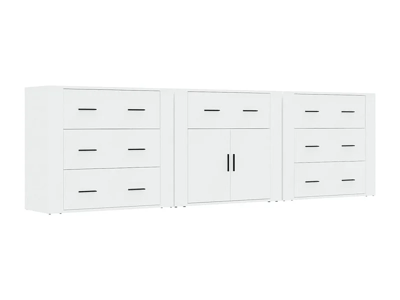 Credenza buffet cassettiera mobile contenitore organizer cucina soggiorno soggiorni 3 pz derivati ​​del legno bianco 02_0037011