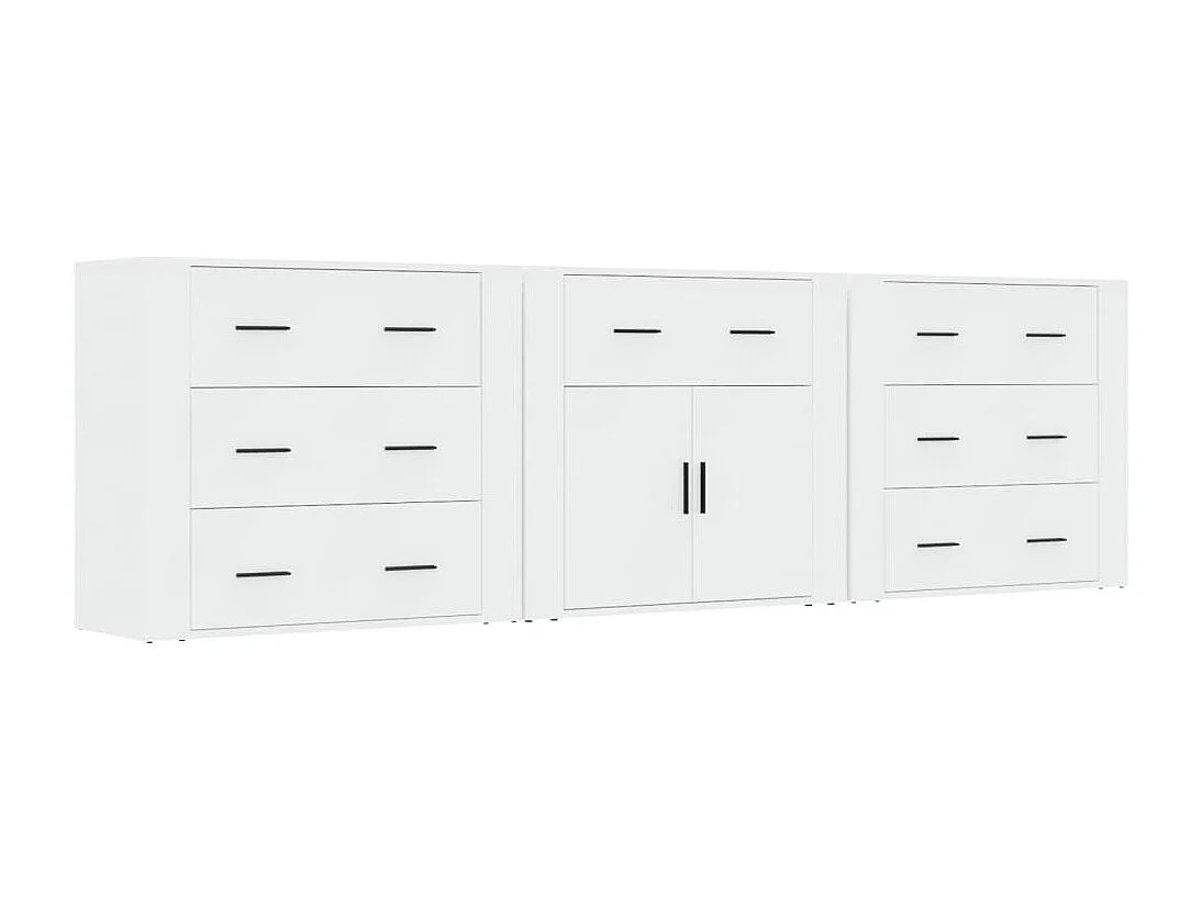 Credenza buffet cassettiera mobile contenitore organizer cucina soggiorno soggiorni 3 pz derivati ​​del legno bianco 02_0037011