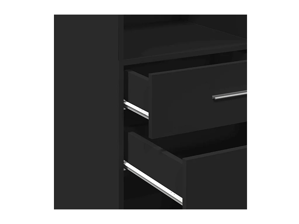 Aparador buffet cómoda armario mueble organizador cocina salón salón alto 30 x 42,5 x 124 cm madera contrachapada negro 02_0034764