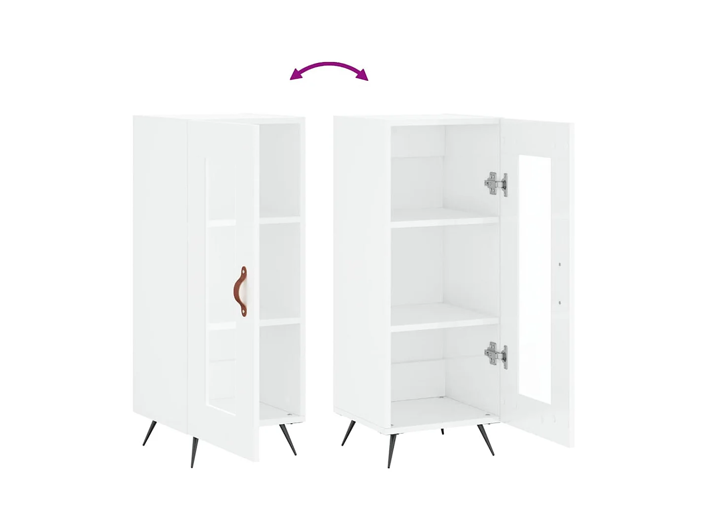 Aparador buffet cómoda armario mueble organizador cocina salón brillante 34,5 x 34 x 90 cm madera contrachapada blanco 02_0030628
