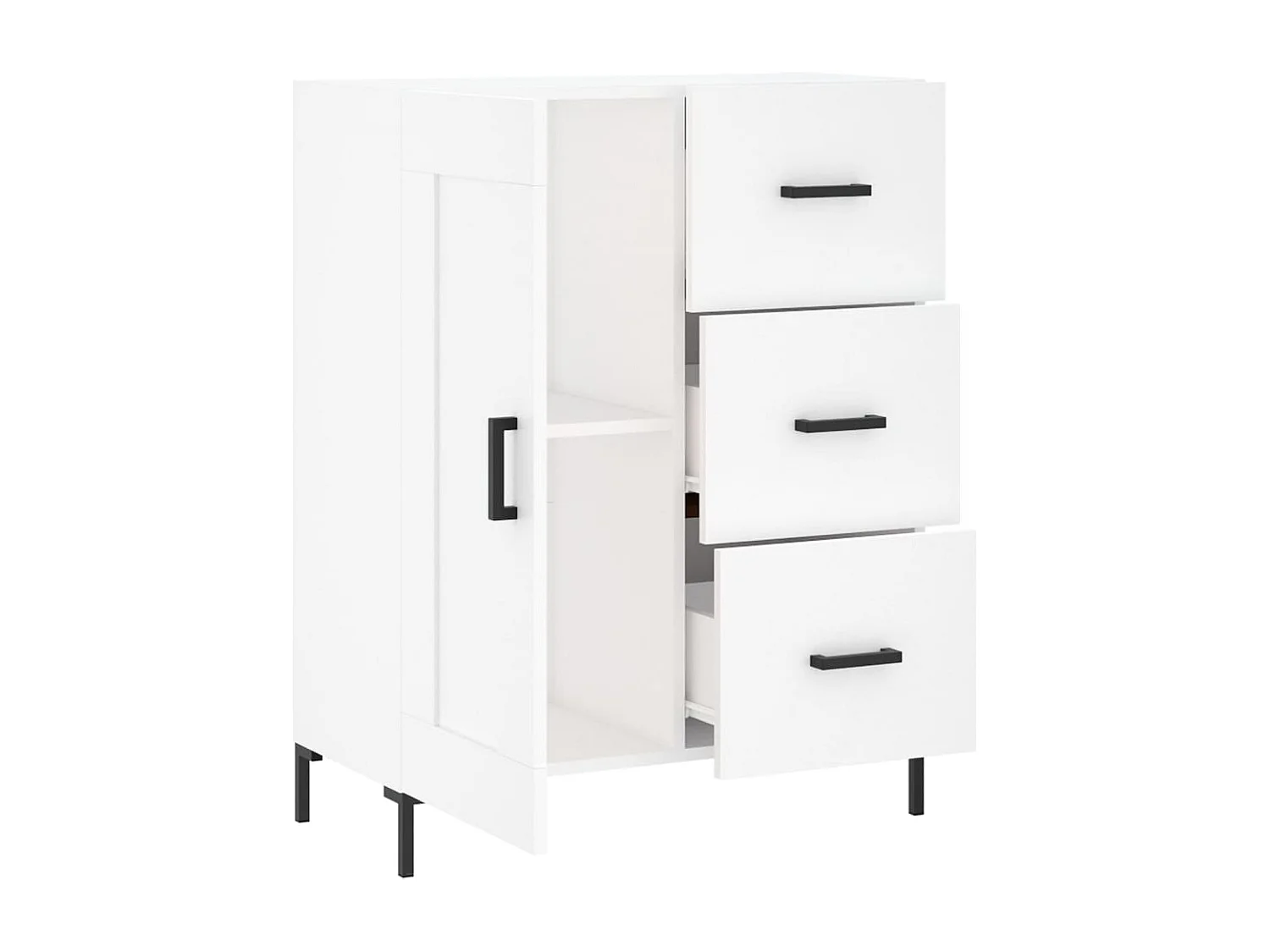 Buffet aparador cômoda armário unidade de armazenamento organizador cozinha sala de estar 69,5 x 34 x 90 cm madeira trabalhada branca 02_0030437