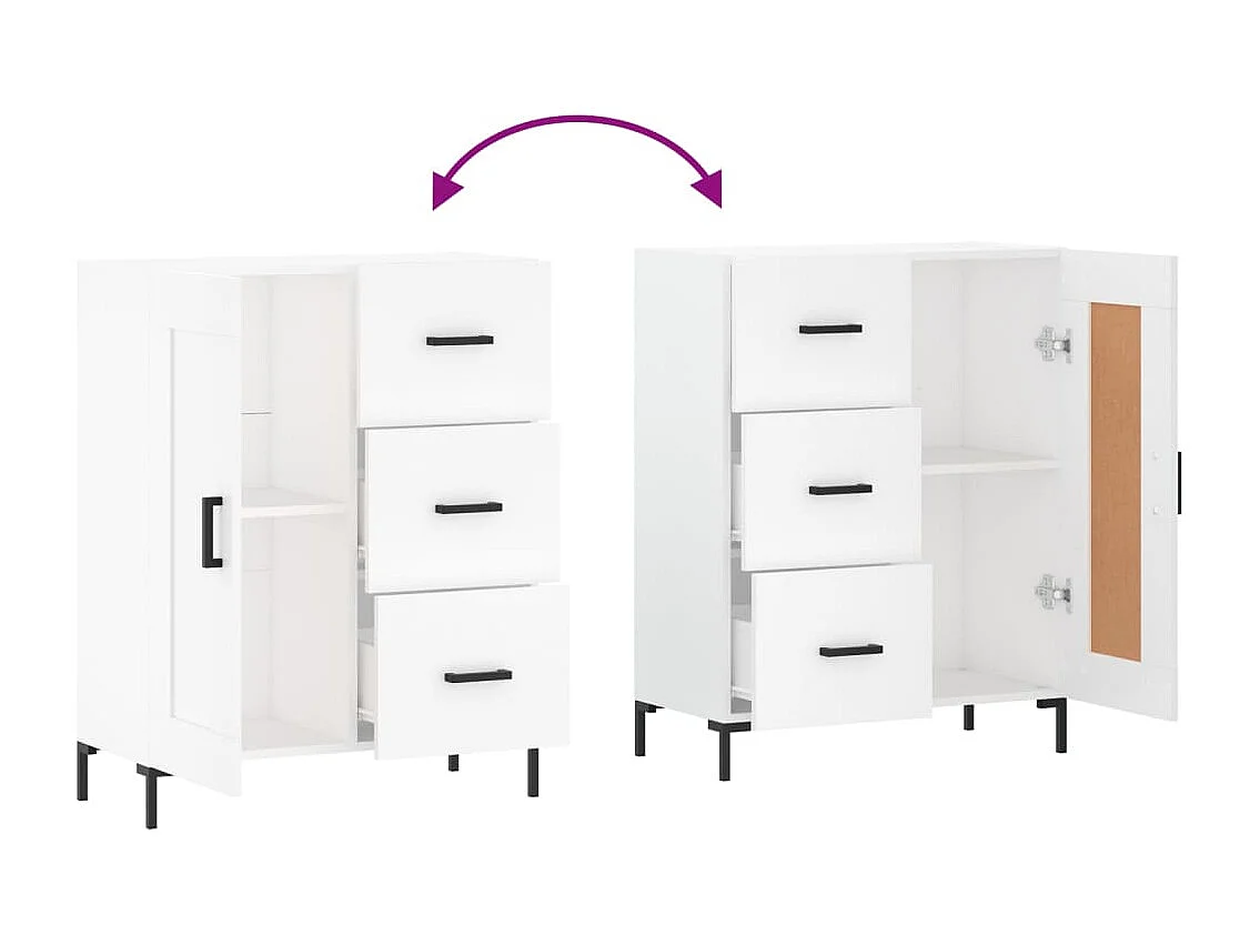 Buffet aparador cômoda armário unidade de armazenamento organizador cozinha sala de estar 69,5 x 34 x 90 cm madeira trabalhada branca 02_0030437