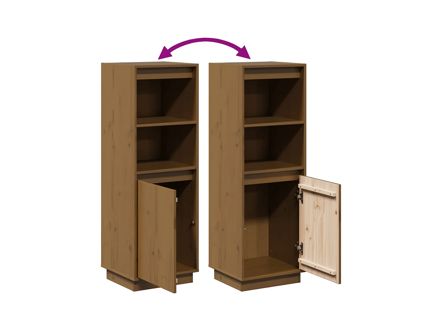 Aparador cómoda cómoda armario mueble organizador cocina salón salón alto 37 x 34 x 110 cm madera maciza de pino marrón 02_0034753