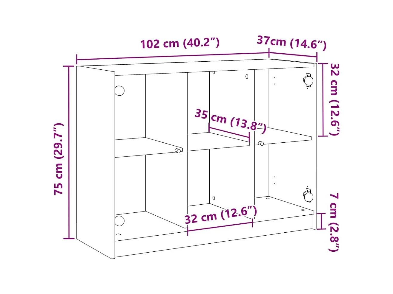 Buffet aparador cômoda armário unidade de armazenamento organizador cozinha sala de estar artesanato 102 x 37 x 75,5 cm madeira trabalhada marrom 02_0030808