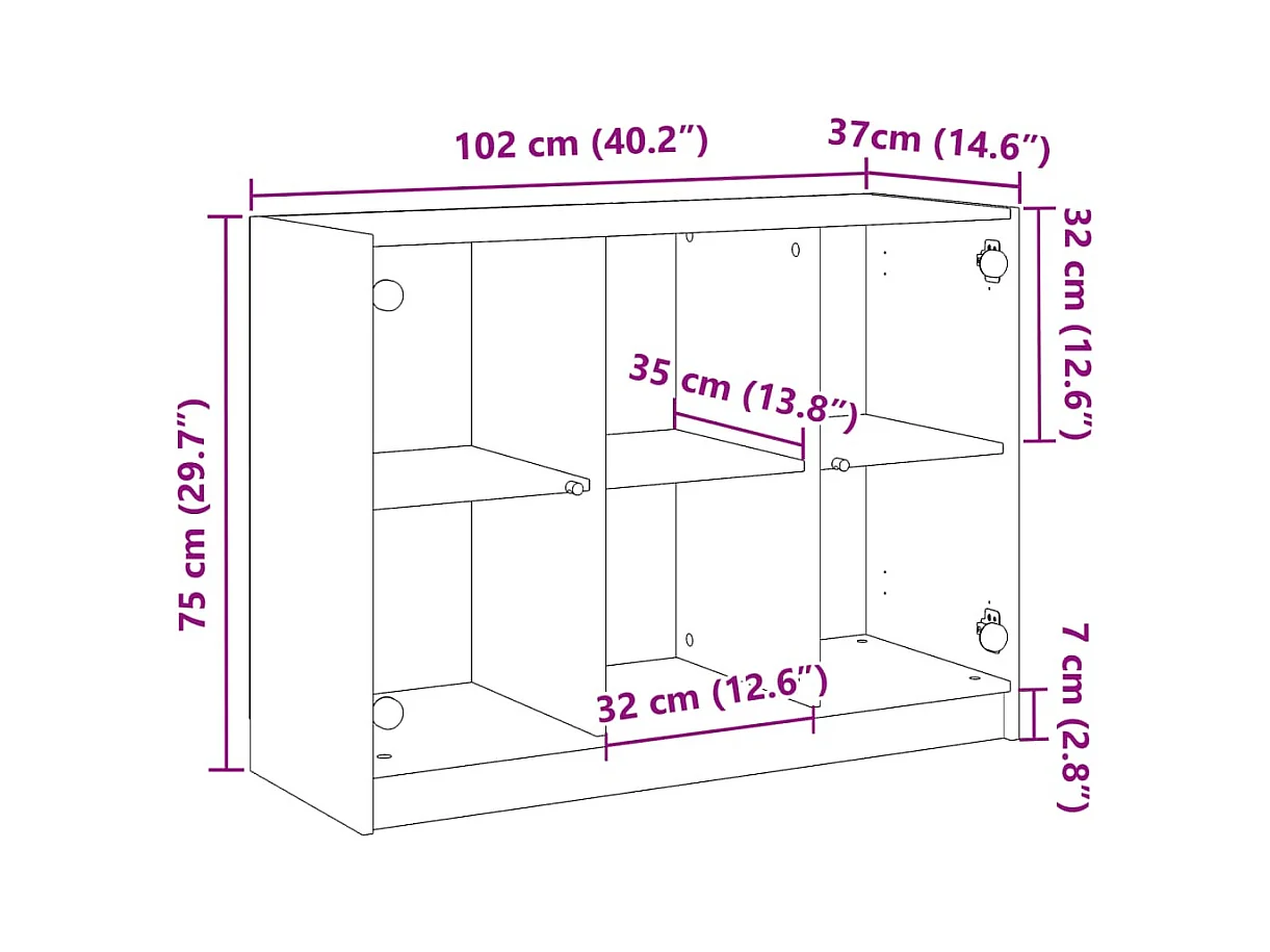 Buffet aparador cômoda armário unidade de armazenamento organizador cozinha sala de estar artesanato 102 x 37 x 75,5 cm madeira trabalhada marrom 02_0030808