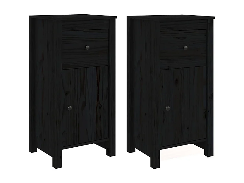 Buffet aparador cômoda armário organizador unidade de armazenamento cozinha sala salas conjunto de 2 40 x 35 x 80 cm madeira maciça de pinho preto 02_0036905