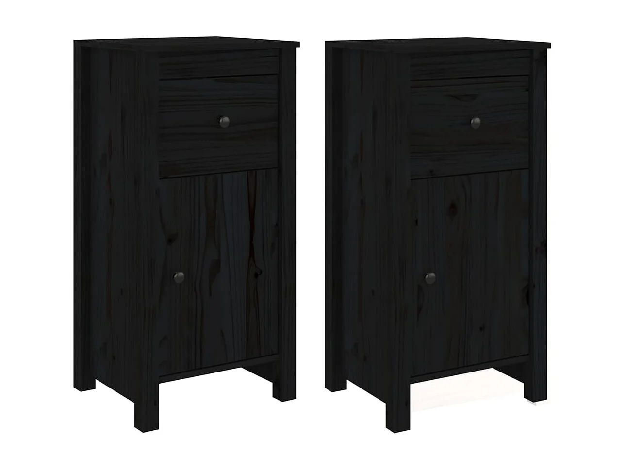 Credenza buffet cassettiera armadio contenitore organizer cucina soggiorno soggiorni set da 2 40 x 35 x 80 cm legno massello di pino nero 02_0036905