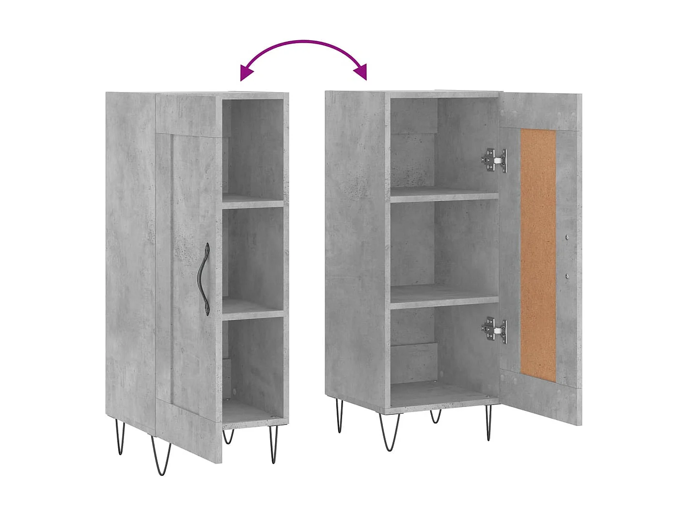 Aparador buffet cómoda mueble mueble de almacenamiento organizador cocina salón salón 34,5 x 34 x 90 cm madera contrachapada gris 02_0031887