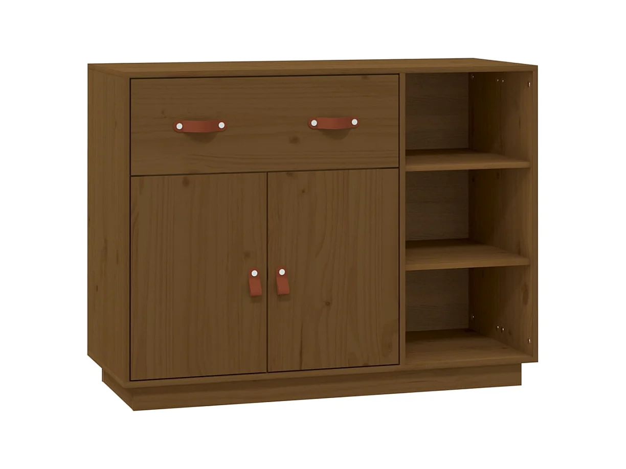 Credenza buffet cassettiera mobile contenitore organizer cucina soggiorno soggiorno 98,5 x 40 x 75 cm legno di pino massiccio marrone 02_0035769