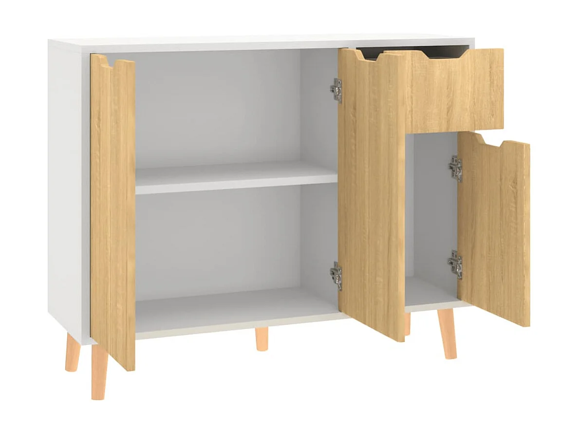 Credenza buffet cassettiera mobile contenitore organizer cucina soggiorno soggiorno e sonoma 90 x 30 x 72 cm pannelli compositi beige 02_0030796