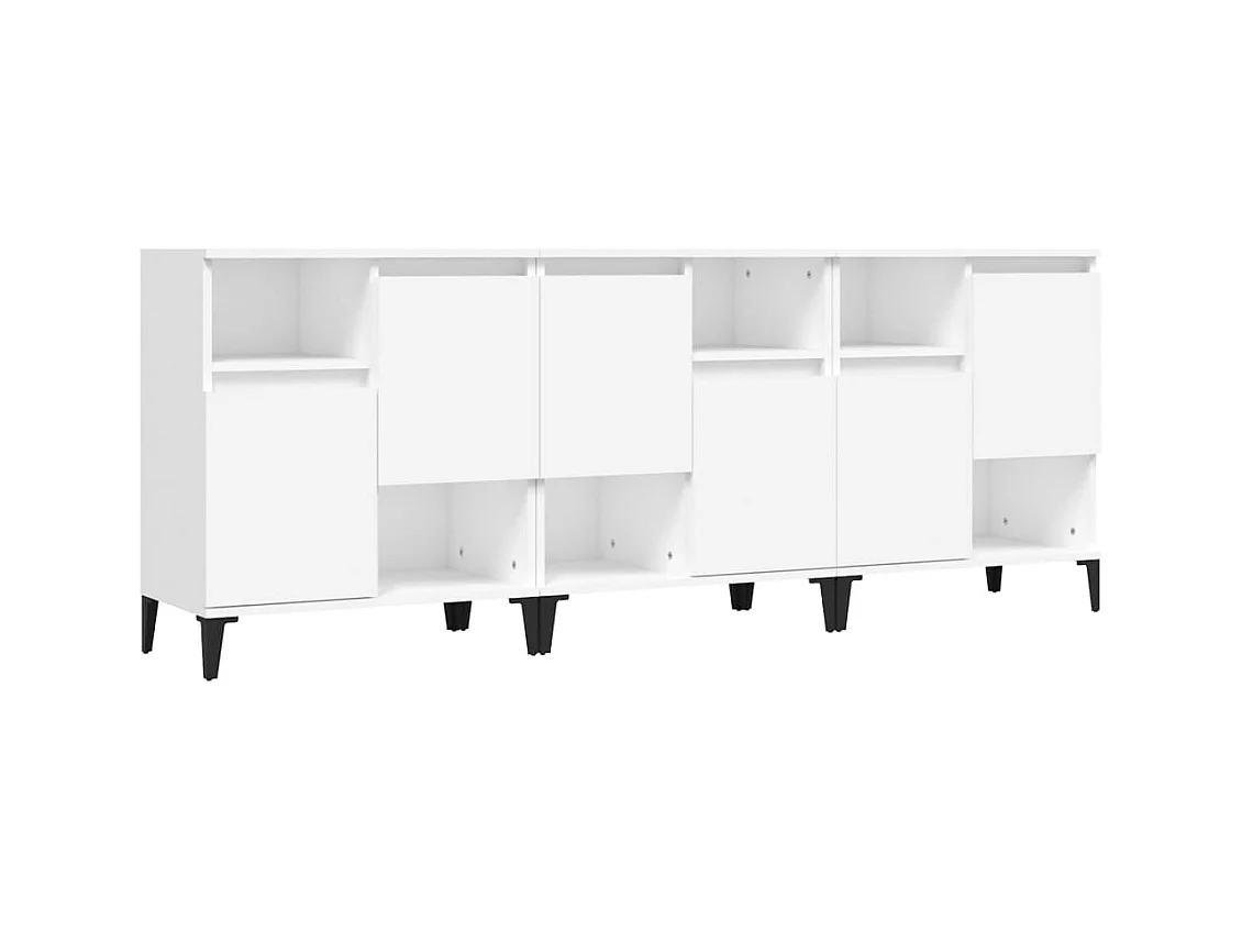 Aparador buffet cómoda armario unidad de almacenamiento organizador cocina salón salón 3 piezas 60 x 35 x 70 cm blanco madera contrachapada 02_0036990