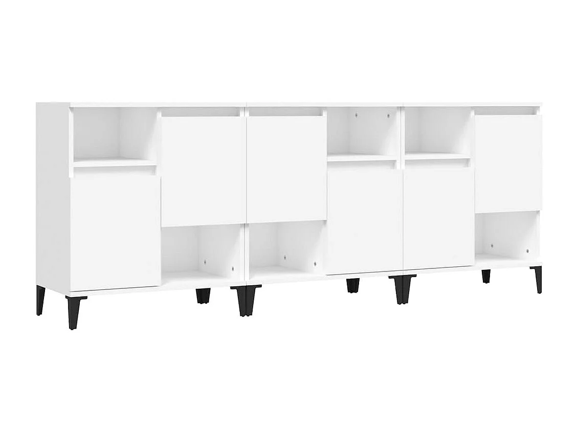Buffet aparador cômoda armário unidade de armazenamento organizador cozinha sala salas 3 peças 60 x 35 x 70 cm madeira de engenharia branca 02_0036990