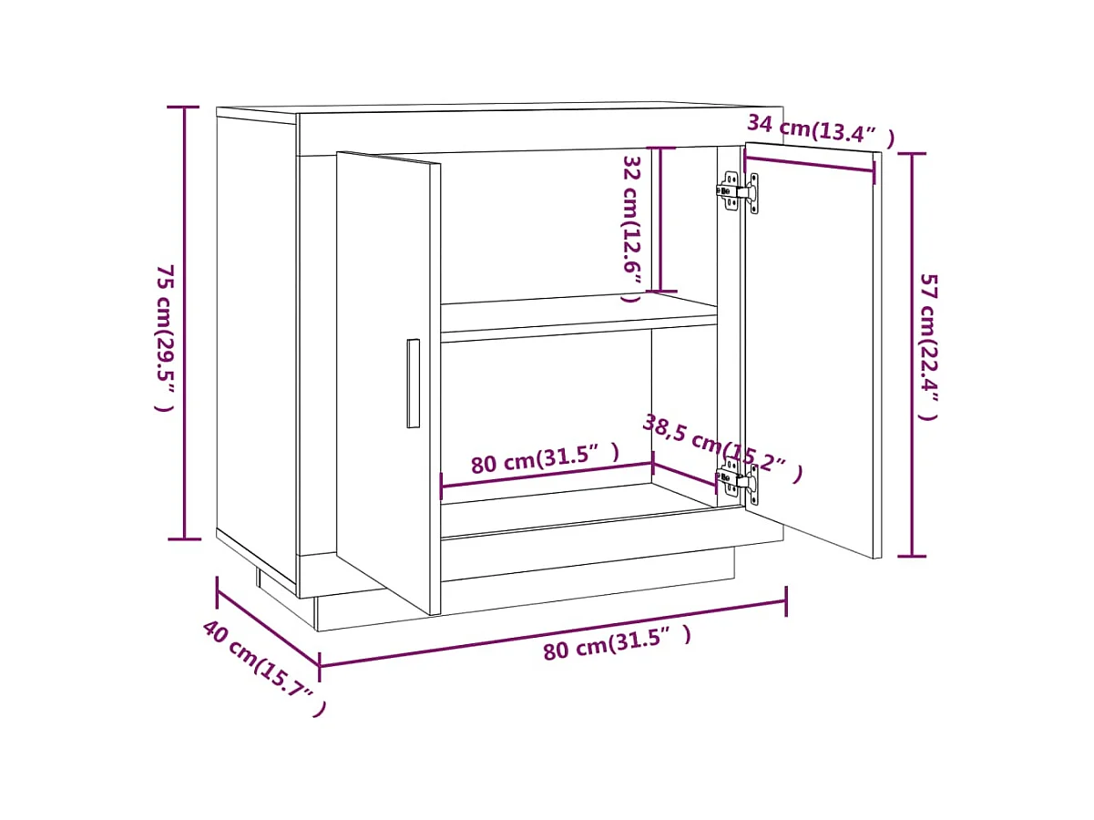 Aparador buffet cómoda armario unidad de almacenamiento organizador cocina salón salonsonoma 80 x 40 x 75 cm madera contrachapada gris 02_0036539