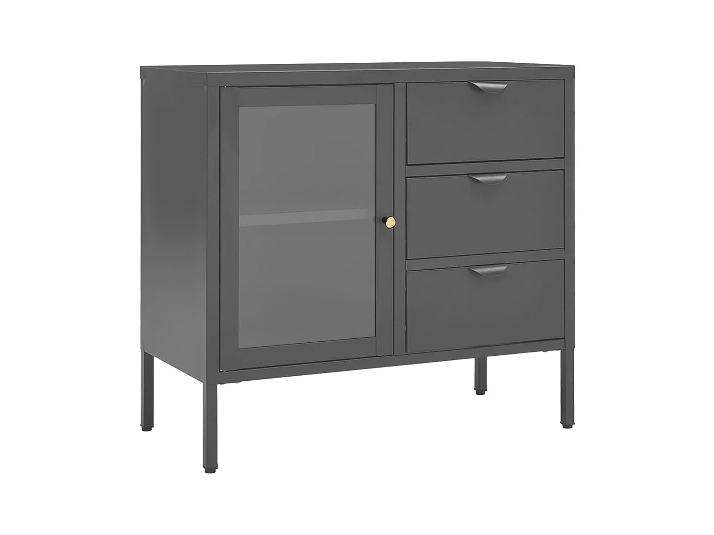 Aparador cómoda armario mueble organizador cocina salón salón 75 x 35 x 70 cm acero y vidrio templado antracita 02_0029711