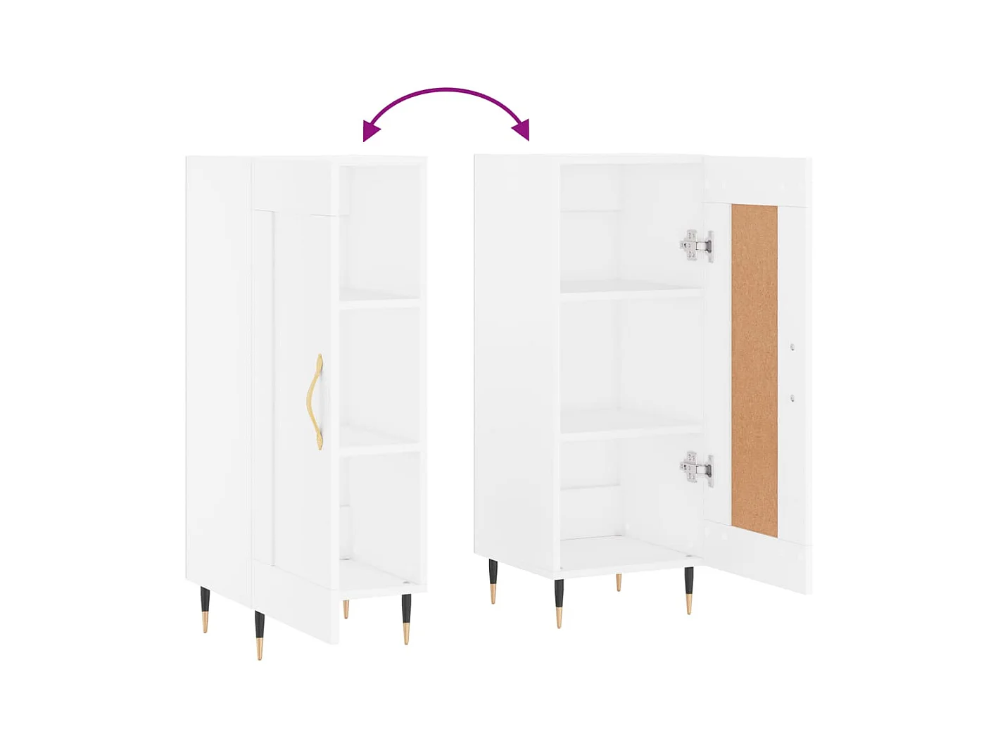 Aparador buffet cómoda mueble mueble de almacenaje organizador cocina salón salón 34,5 x 34 x 90 cm madera contrachapada blanco 02_0030244