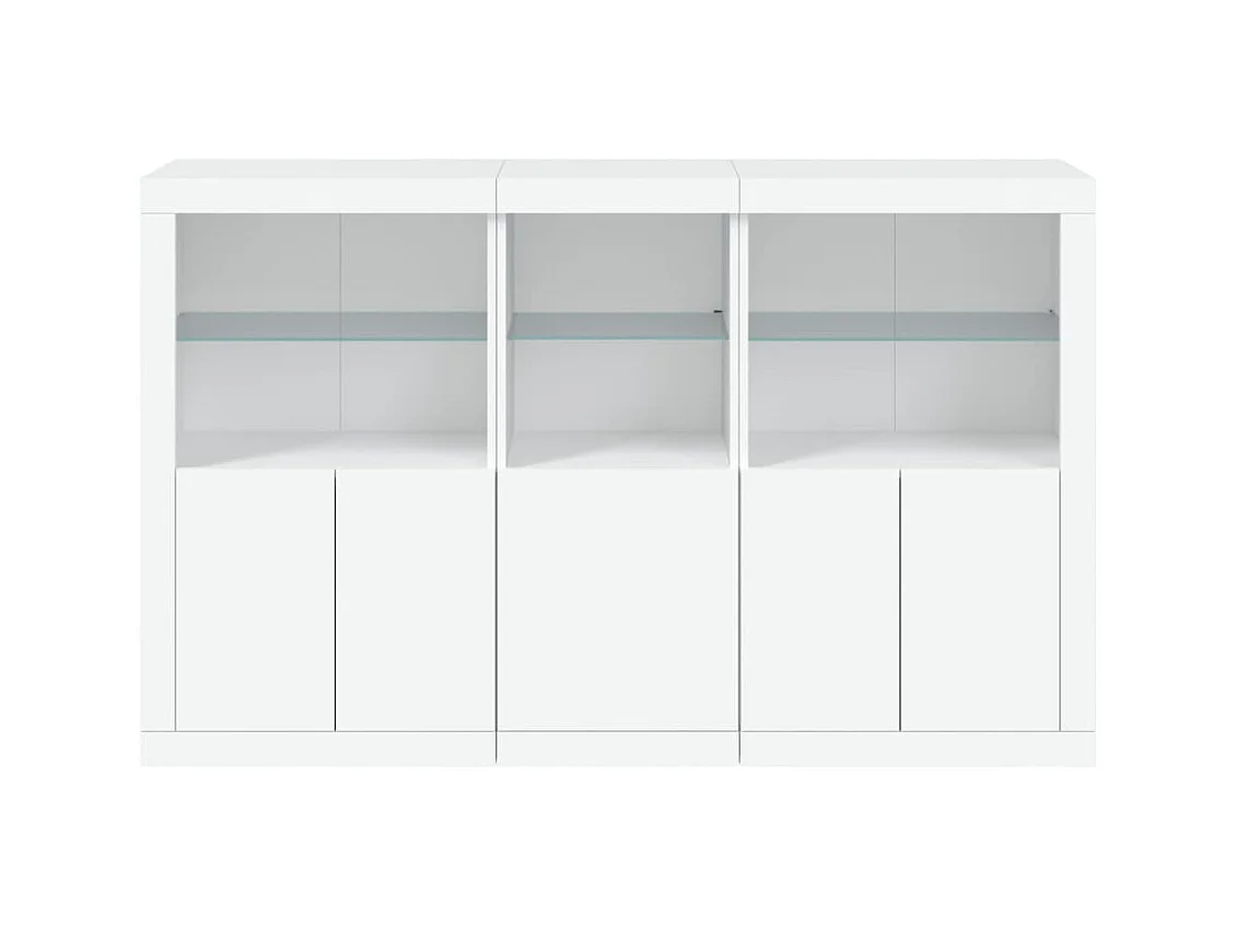 Aparador cómoda cómoda armario mueble organizador cocina salón salón con luces LED 162 x 37 x 100 cm blanco 02_0029831