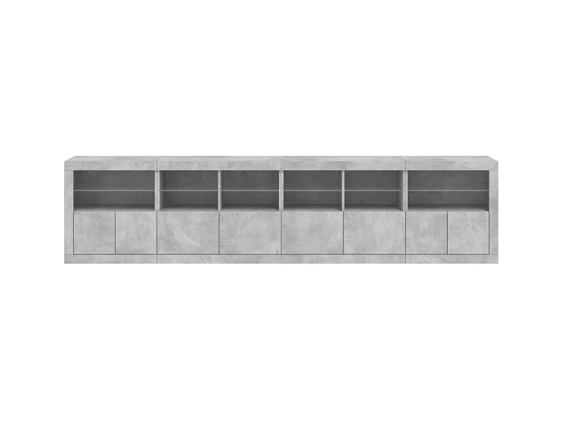 Aparador buffet cómoda armario mueble organizador cocina salón salón con luces LED 283 x 37 x 67 cm gris 02_0029994