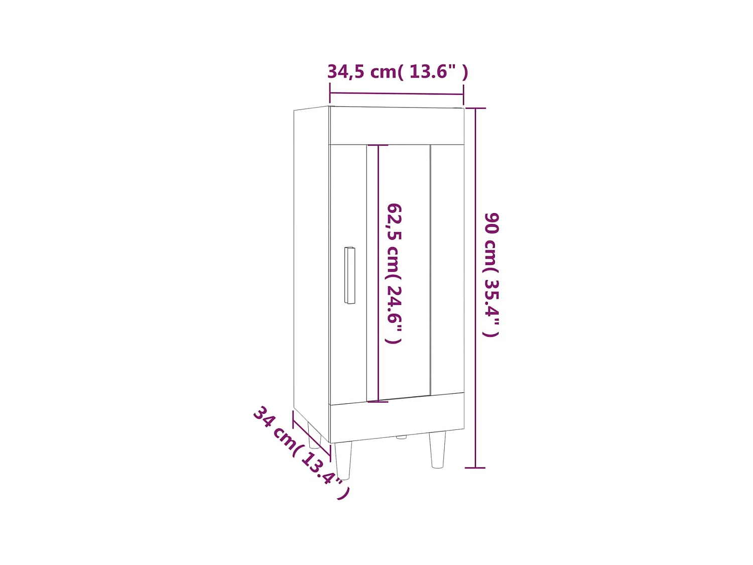 Credenza cassettiera cassettiera mobile contenitore organizer cucina soggiorno soggiorno 34,5 x 34 x 90 cm derivati ​​del legno marrone 02_0030885