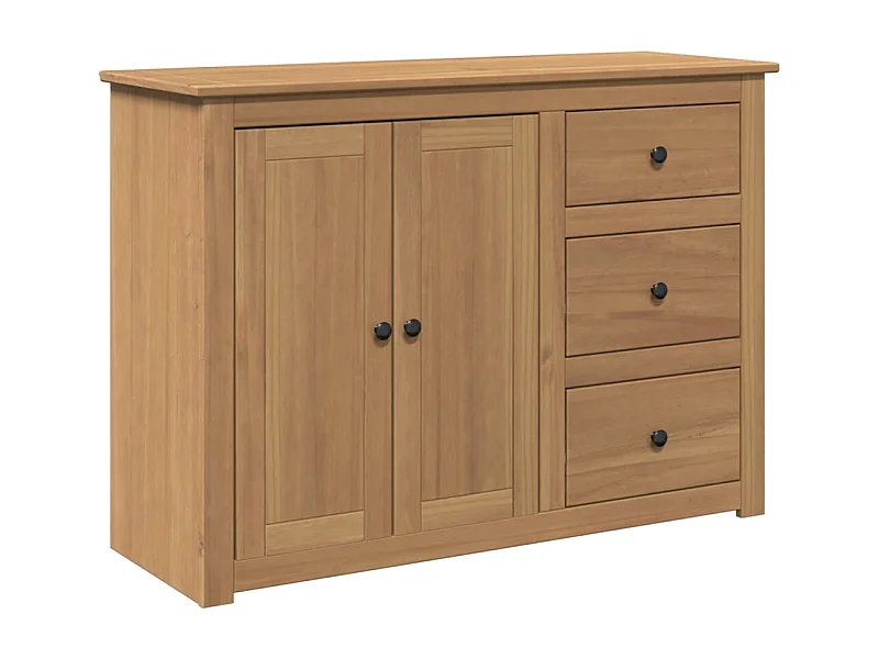 Aparador cómoda mueble almacenaje organizador cocina salón salón con cajones 112 x 40 x 80 cm madera maciza de pino marrón 02_0030129