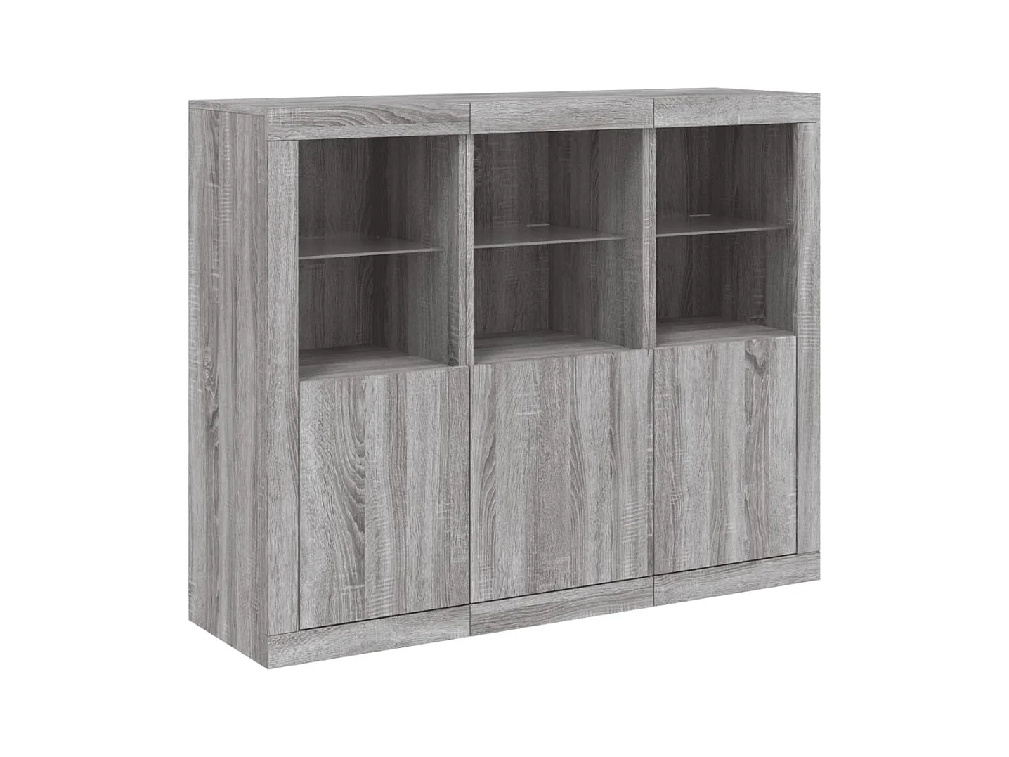 Credenza Credenza Cassettiera Armadietto Portaoggetti Cucina Soggiorno Soggiorno con luci a LED 3 Pezzi Sonoma Engineered Wood Grigio 02_0037231
