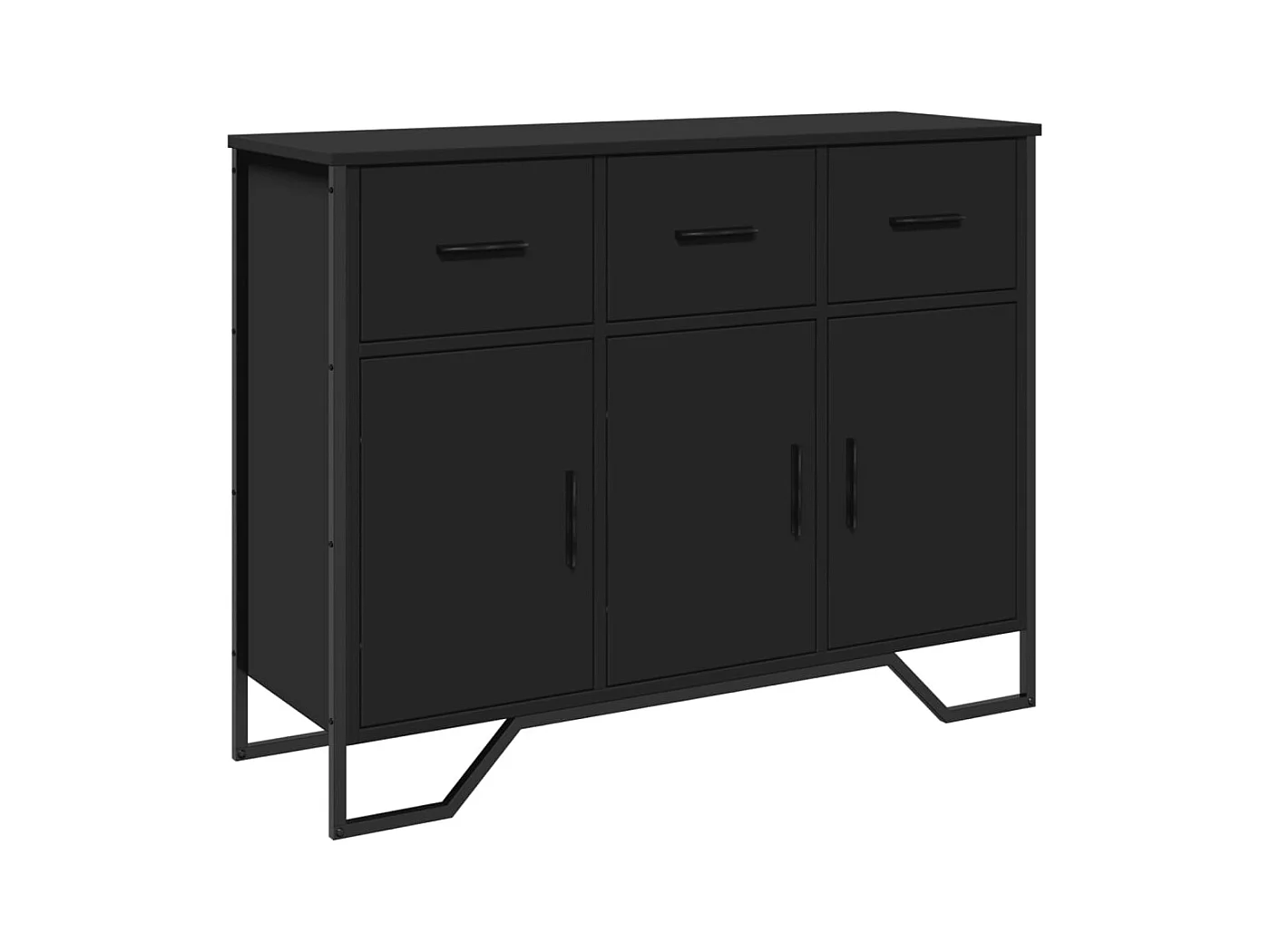 Credenza buffet cassettiera mobile contenitore organizer cucina soggiorno soggiorno 97 x 32,5 x 74,5 cm multistrato nero 02_0036158