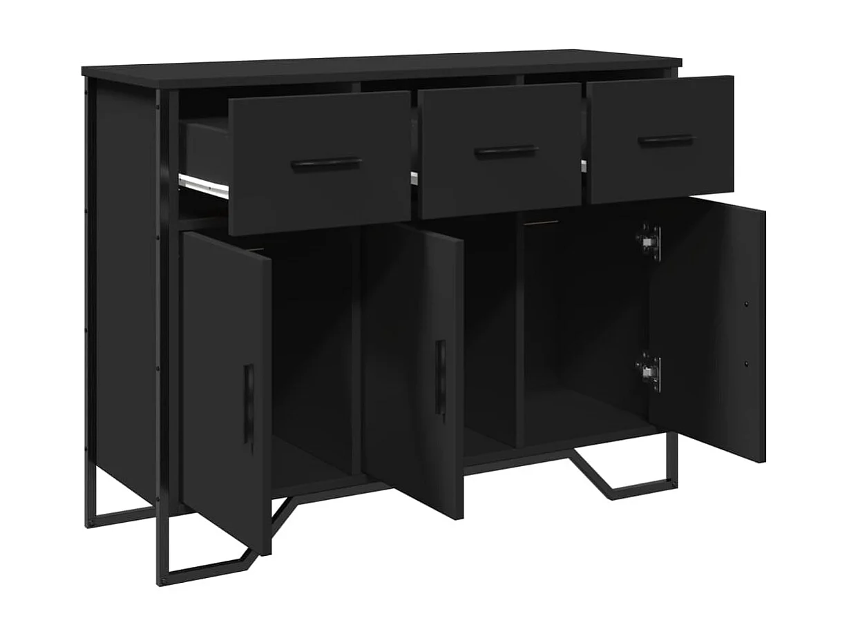 Credenza buffet cassettiera mobile contenitore organizer cucina soggiorno soggiorno 97 x 32,5 x 74,5 cm multistrato nero 02_0036158