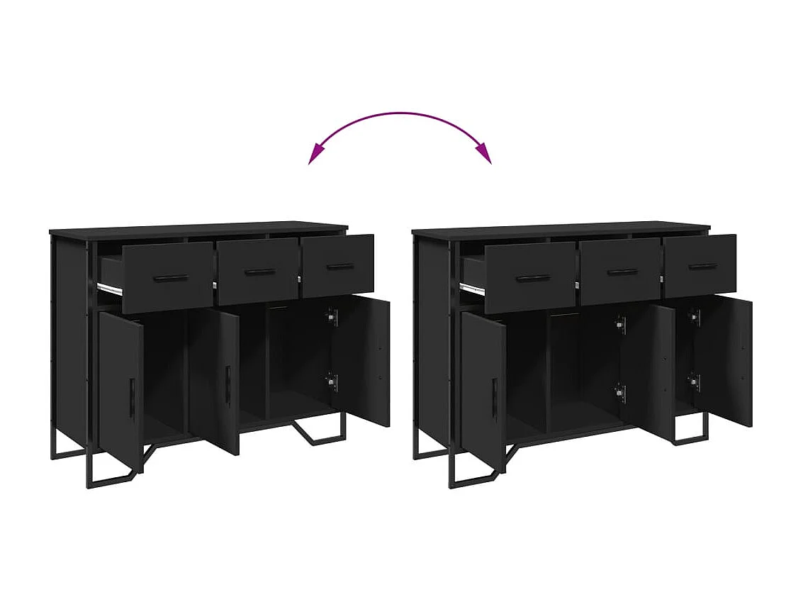 Credenza buffet cassettiera mobile contenitore organizer cucina soggiorno soggiorno 97 x 32,5 x 74,5 cm multistrato nero 02_0036158