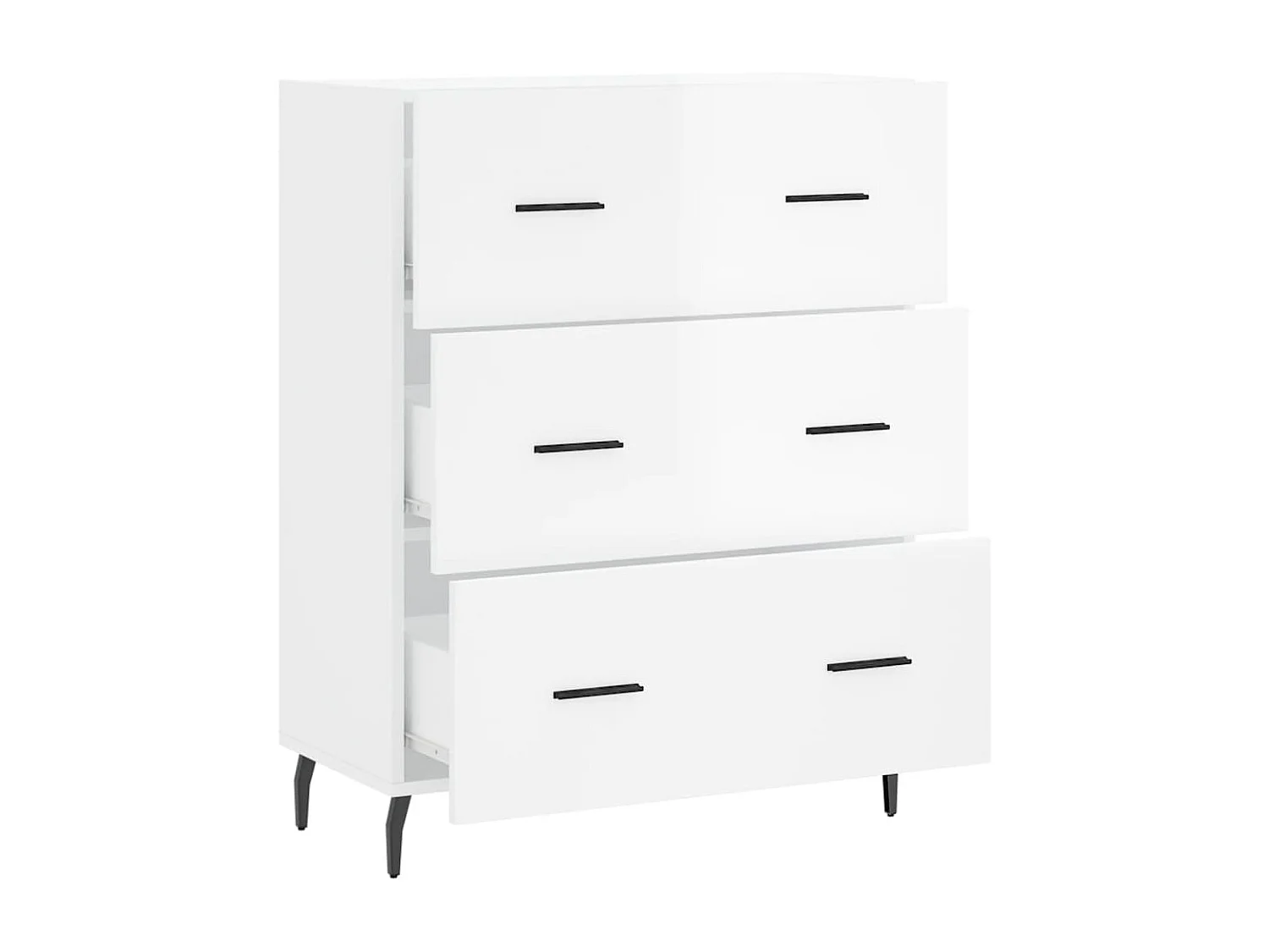 Aparador buffet cómoda mueble mueble de almacenaje organizador cocina salón brillante 69,5 x 34 x 90 cm madera contrachapada blanco 02_0030688