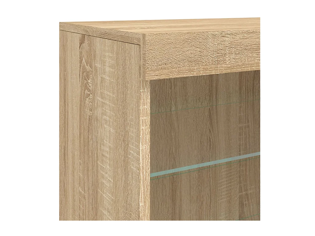 Aparador buffet cómoda armario mueble organizador cocina salón salón con luces LED sonoma 60,5 x 37 x 67 cm marrón 02_0029965