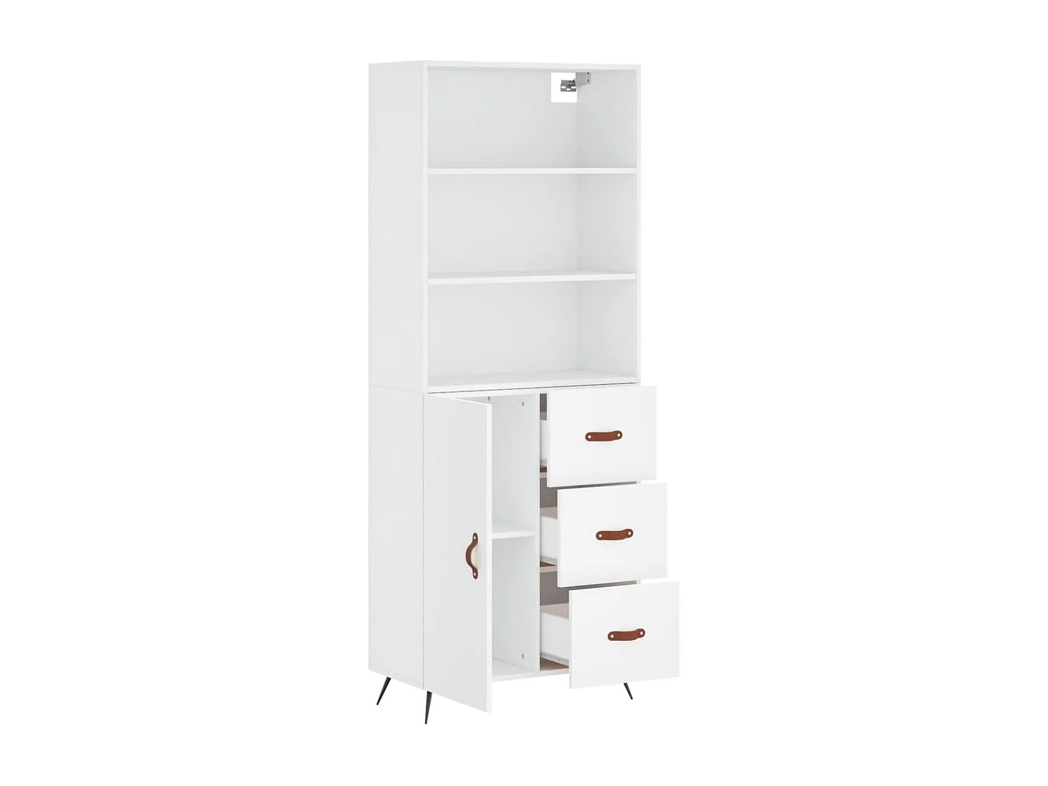 Credenza buffet cassettiera mobile contenitore organizer cucina soggiorno soggiorno alto 69,5 x 34 x 180 cm derivati ​​del legno bianco 02_0032540