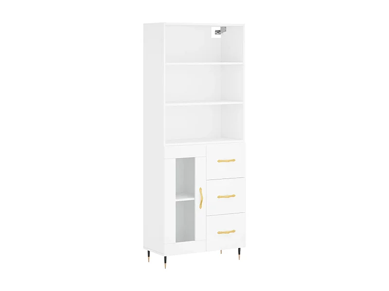 Aparador cómoda cómoda armario mueble organizador cocina salón salón alto 69,5 x 34 x 180 cm madera contrachapada blanco 02_0032552