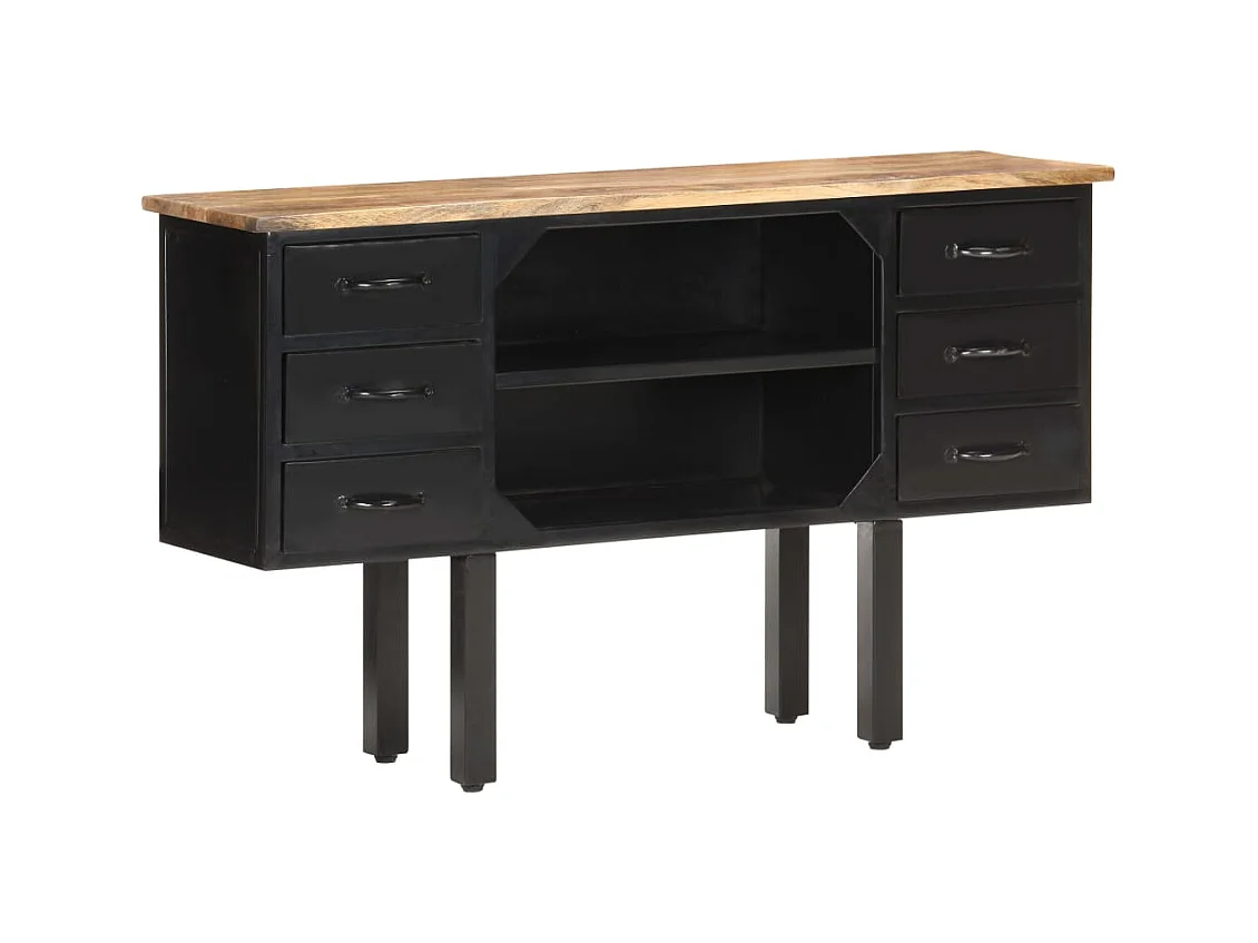 Aparador cómoda armario mueble organizador cocina salón salón 110 x 30 x 65 cm madera maciza de mango en bruto y acero marrón 02_0029509