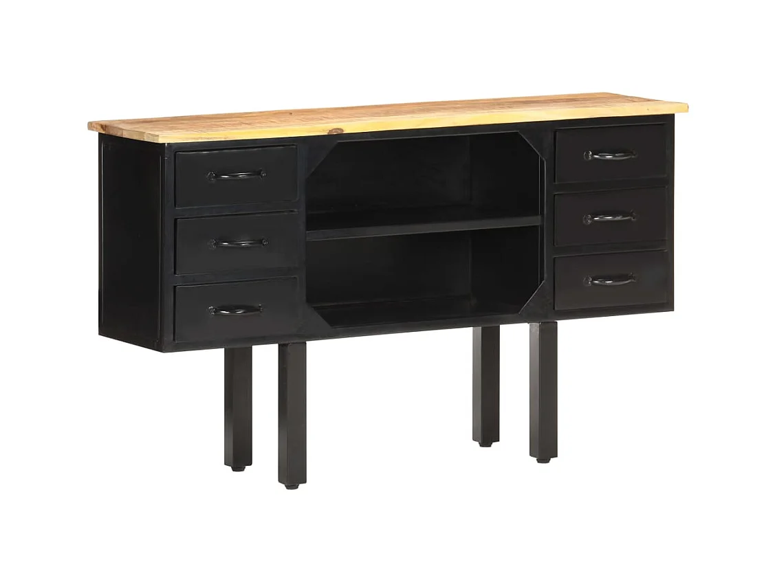 Aparador cómoda armario mueble organizador cocina salón salón 110 x 30 x 65 cm madera maciza de mango en bruto y acero marrón 02_0029509