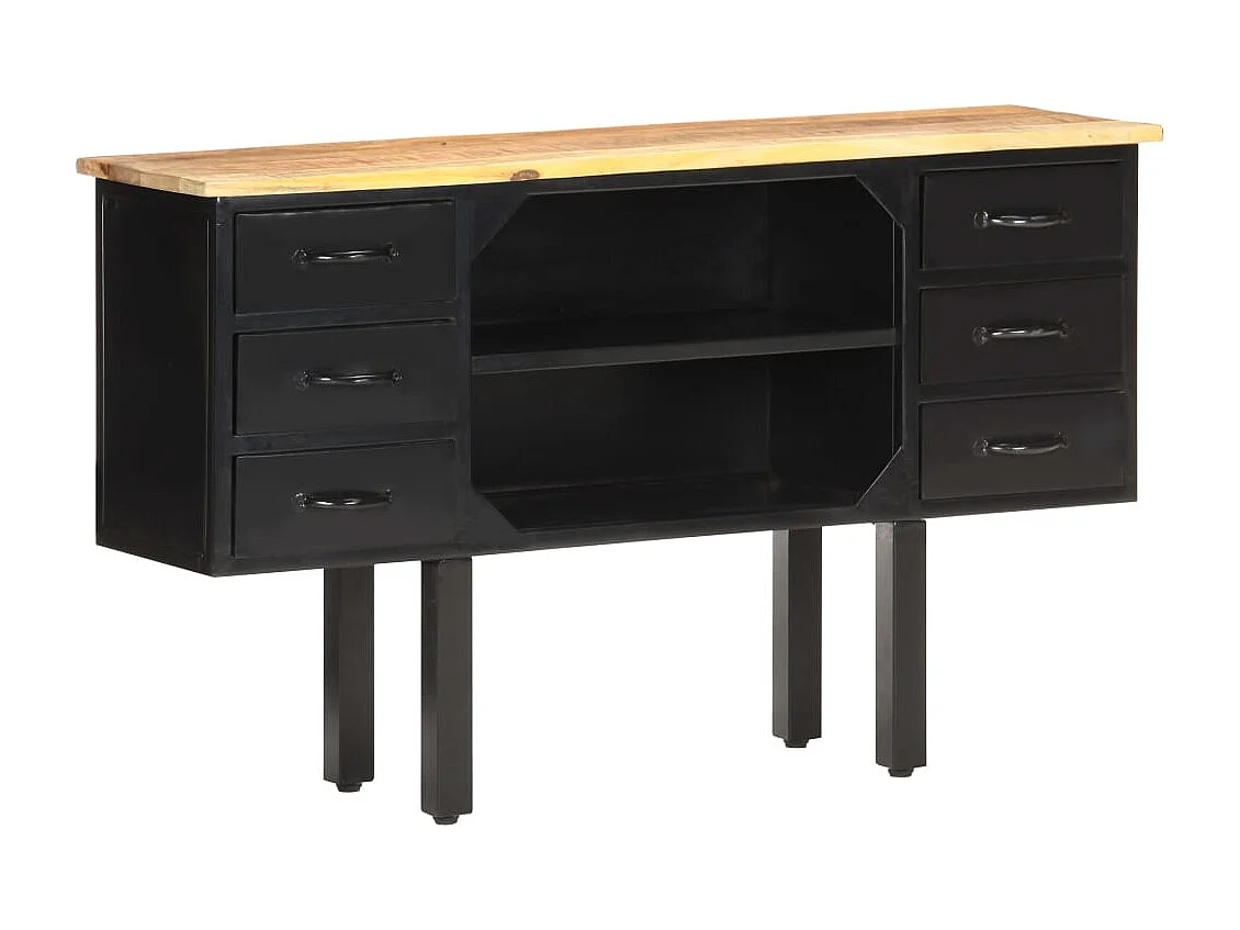Buffet aparador cômoda armário unidade de armazenamento organizador cozinha sala sala 110 x 30 x 65 cm madeira de mangueira maciça crua e aço marrom 02_0029509