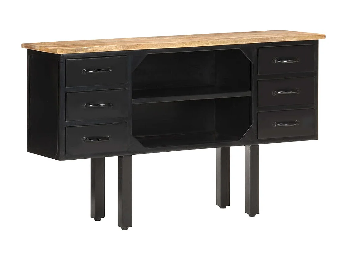 Buffet aparador cômoda armário unidade de armazenamento organizador cozinha sala sala 110 x 30 x 65 cm madeira de mangueira maciça crua e aço marrom 02_0029509