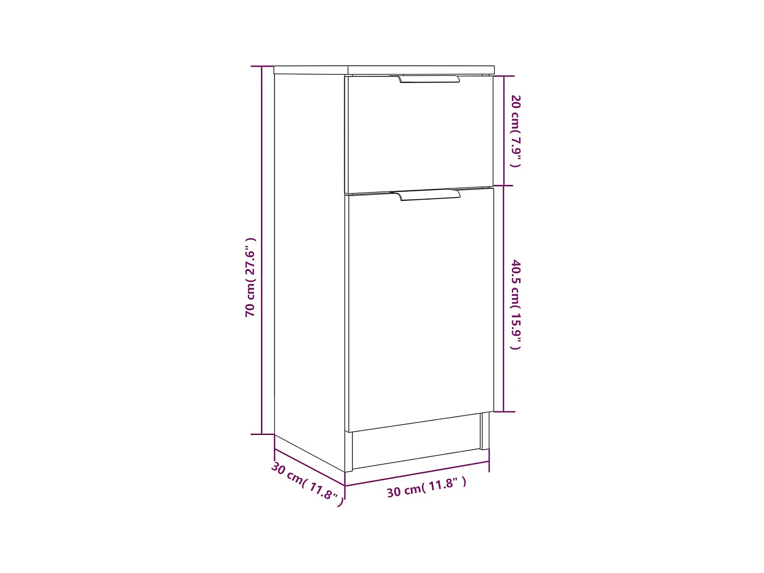 Aparador cômoda armário armário organizador cozinha sala salonsonoma 30 x 30 x 70 cm madeira trabalhada cinza 02_0036289