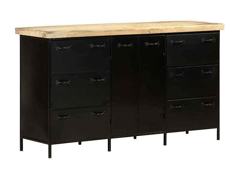 Aparador buffet cómoda armario mueble organizador cocina salón salón 140 x 38 x 76 cm madera de mango en bruto blanco 02_0029550