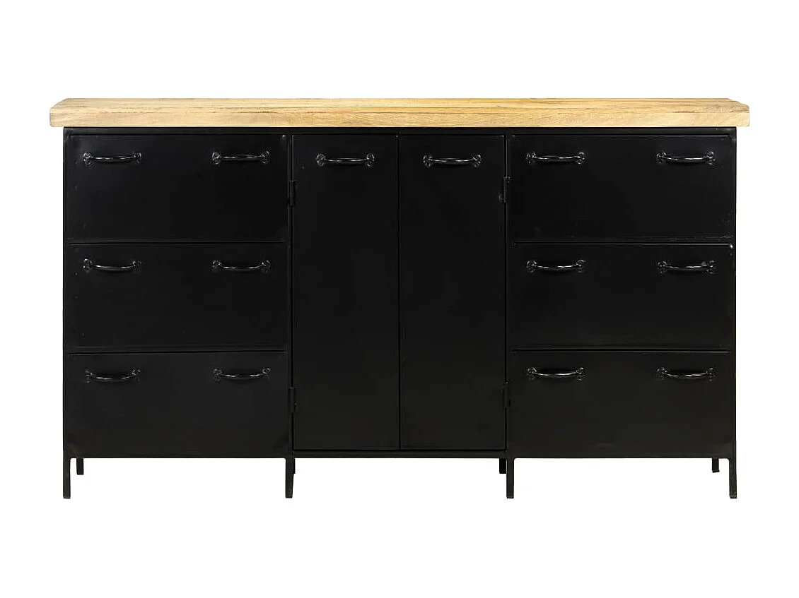 Credenza buffet cassettiera mobile contenitore organizer cucina soggiorno soggiorno 140 x 38 x 76 cm legno di mango grezzo bianco 02_0029550