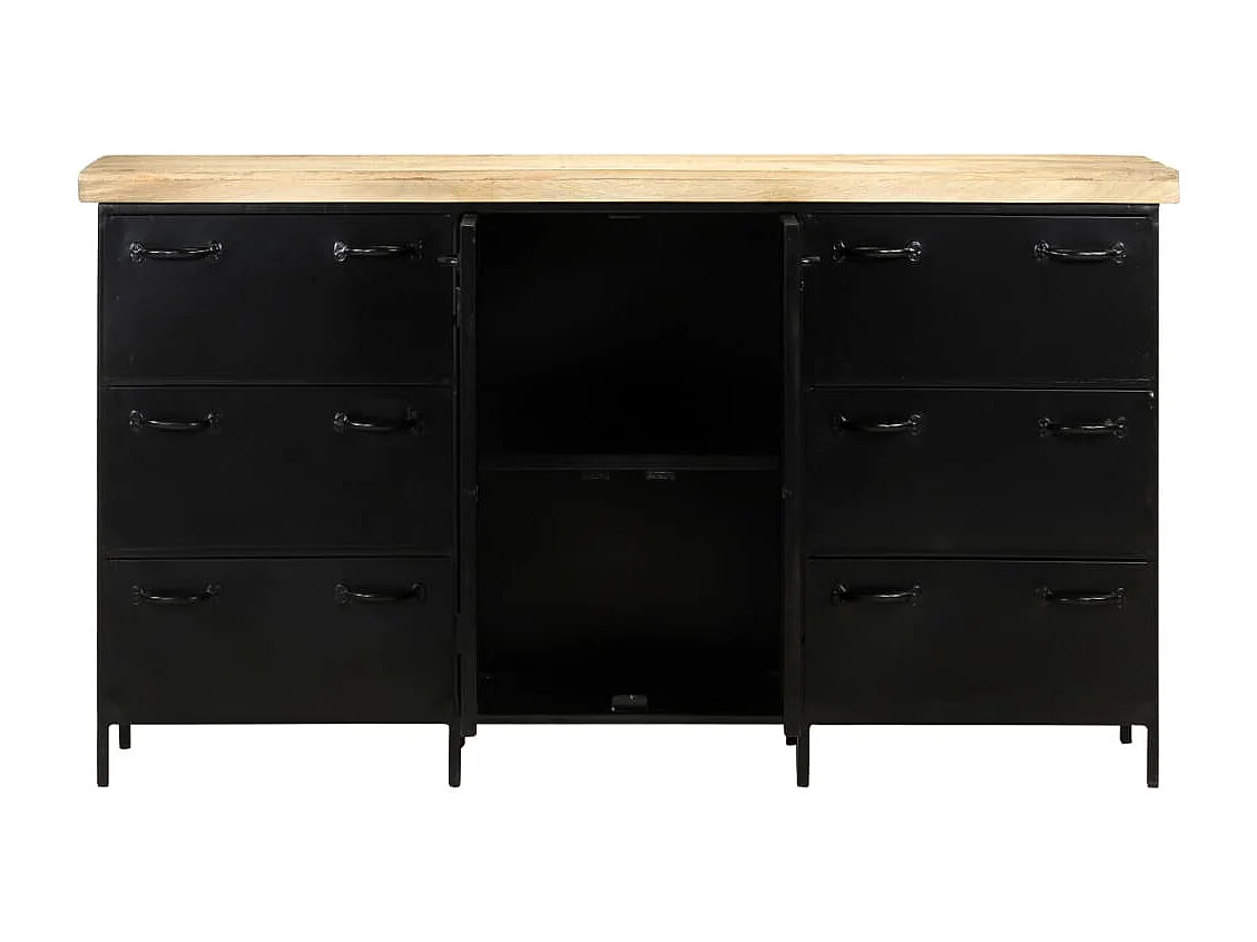 Credenza buffet cassettiera mobile contenitore organizer cucina soggiorno soggiorno 140 x 38 x 76 cm legno di mango grezzo bianco 02_0029550