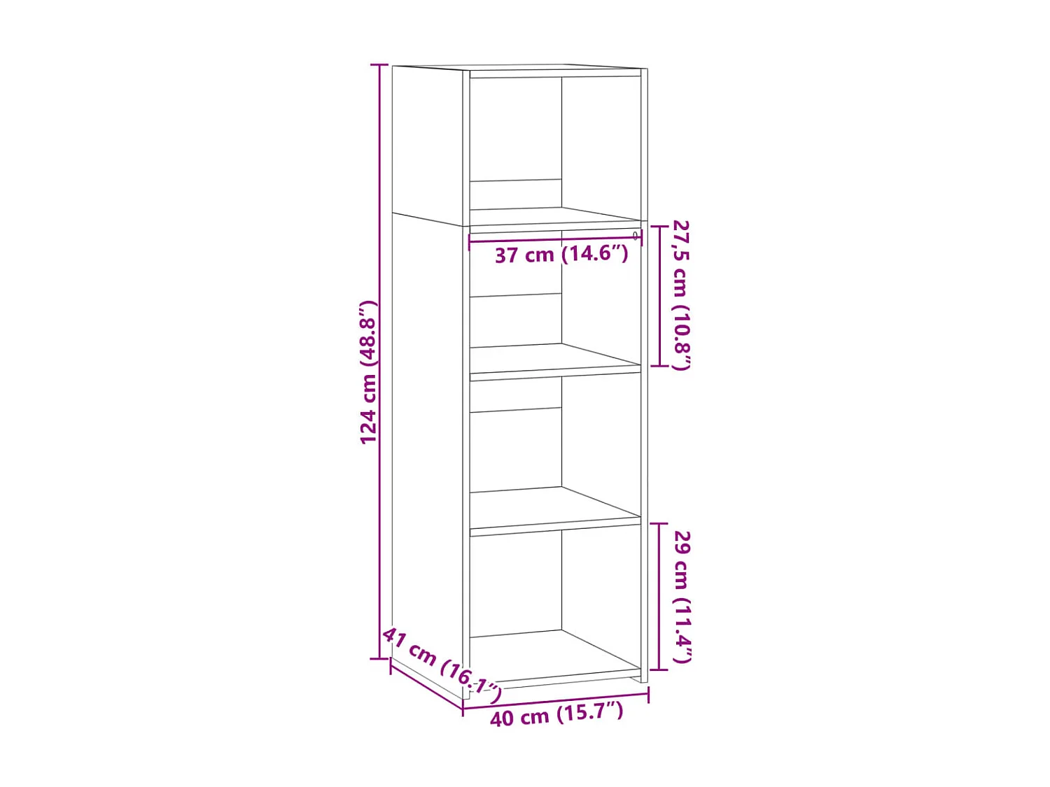 Aparador buffet cómoda mueble almacenaje organizador cocina salón salón Sonoma 40 x 41 x 124 cm madera contrachapada marrón 02_0031566