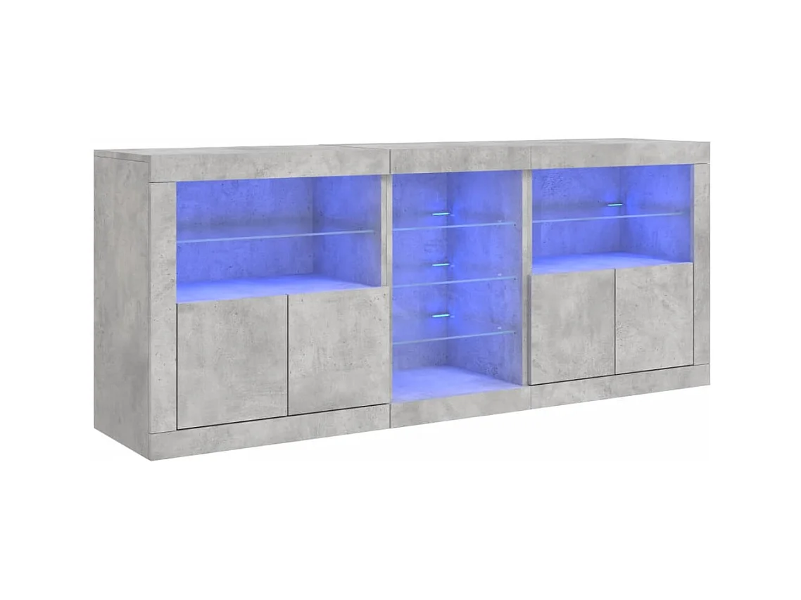 Credenza buffet cassettiera mobile contenitore organizer cucina soggiorno soggiorno con luci a LED 181,5 x 37 x 67 cm grigio 02_0029987