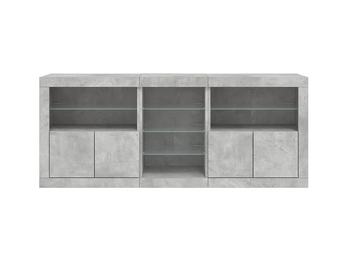 Credenza buffet cassettiera mobile contenitore organizer cucina soggiorno soggiorno con luci a LED 181,5 x 37 x 67 cm grigio 02_0029987