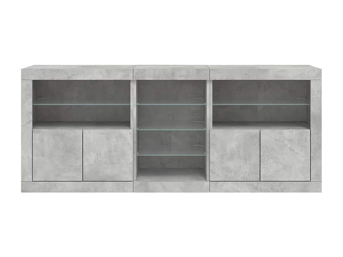 Aparador buffet cómoda armario mueble organizador cocina salón salón con luces LED 181,5 x 37 x 67 cm gris 02_0029987
