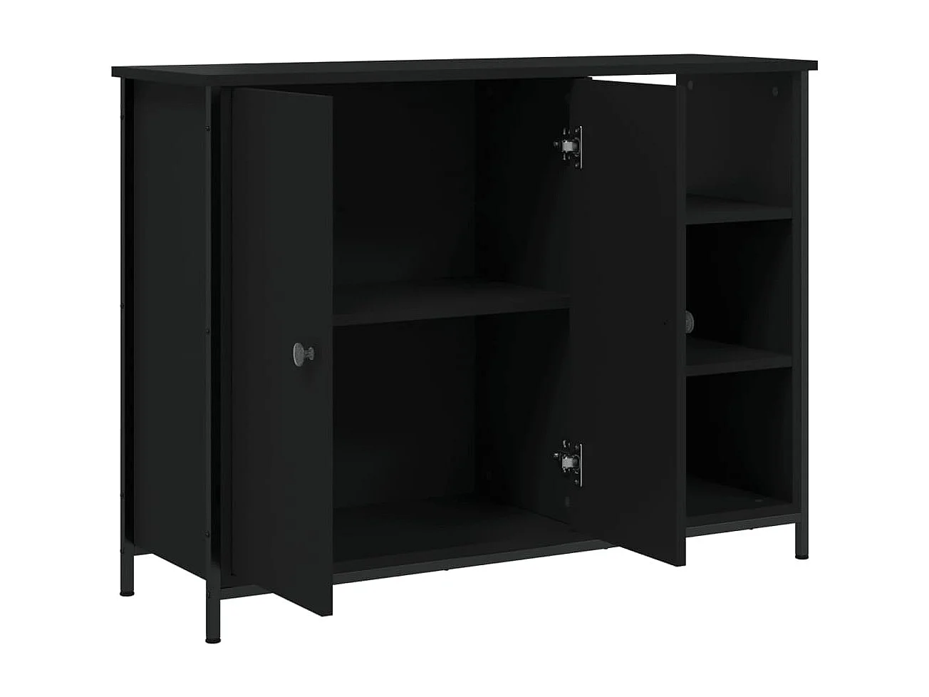 Credenza buffet cassettiera mobile contenitore organizer cucina soggiorno soggiorno 100 x 33 x 75 cm derivati ​​del legno nero 02_0035788