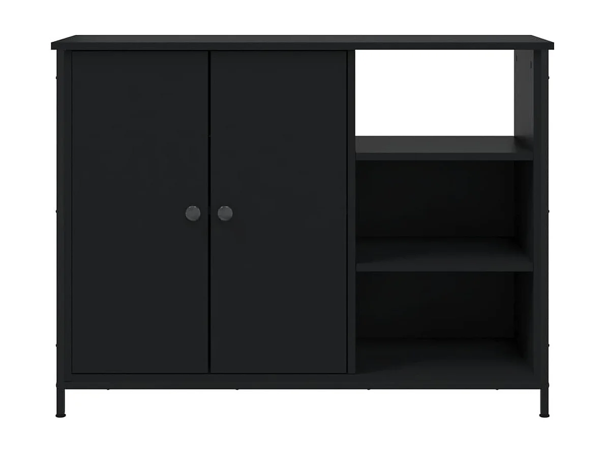 Credenza buffet cassettiera mobile contenitore organizer cucina soggiorno soggiorno 100 x 33 x 75 cm derivati ​​del legno nero 02_0035788